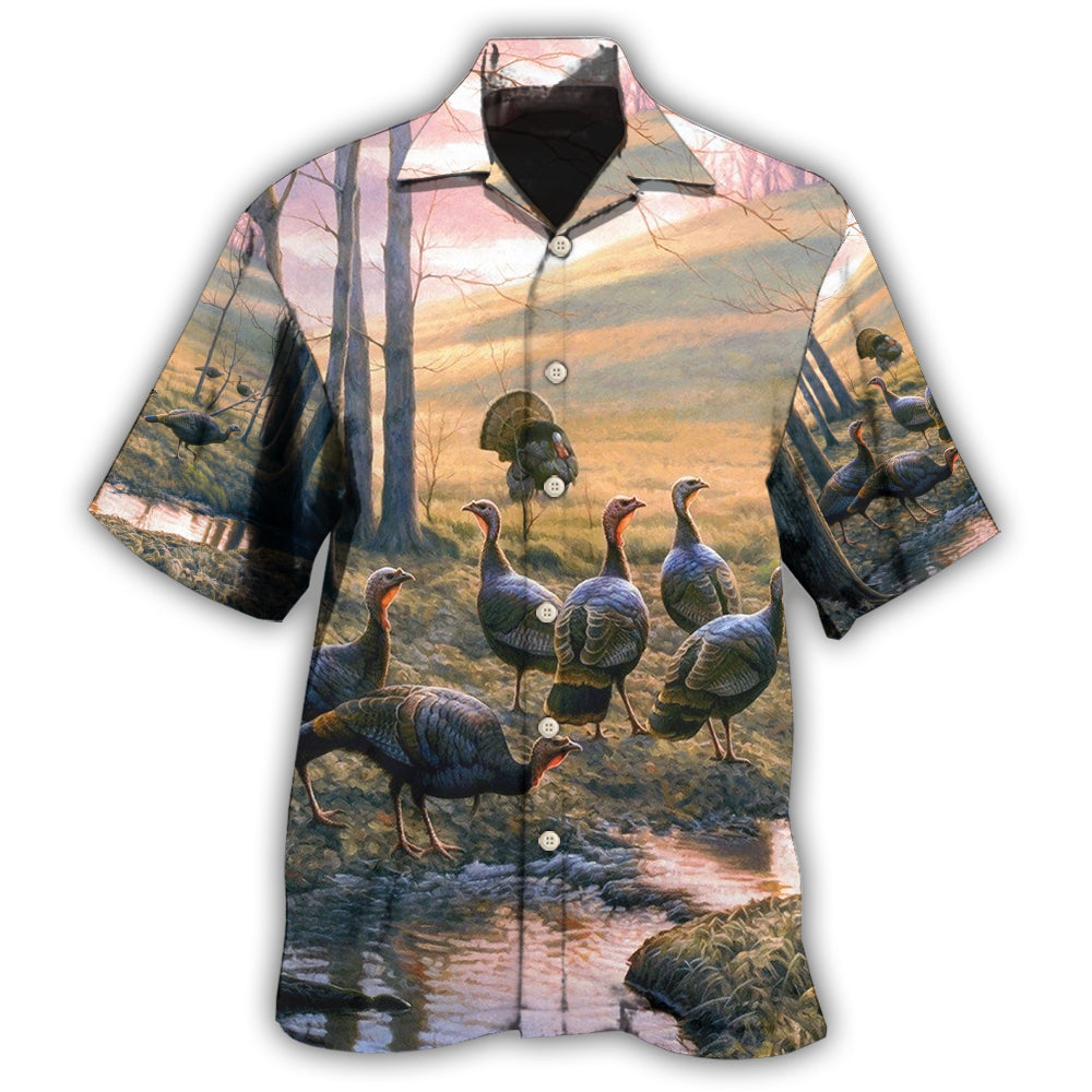 Creative Elegant Turkey Wildlife Hawaiian Shirt For Coastal Travel, Casual Events, And Comfortable Summer Wear