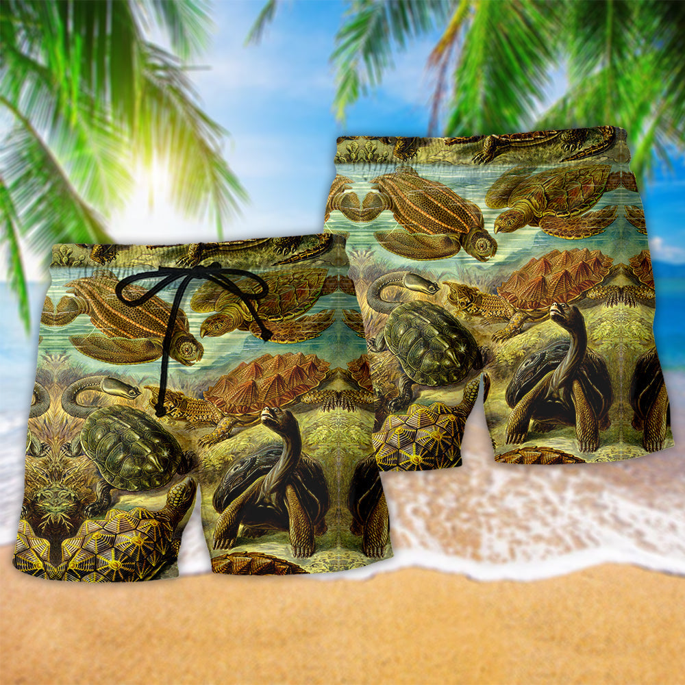 Wise Turtle Slow And Steady Quote Beach Shorts Design Detail For Weekend Getaways And Beach Days