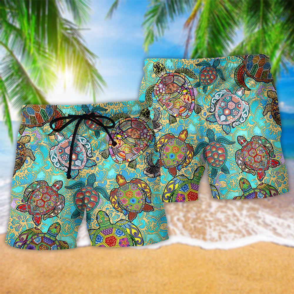 Turtle Love Swimming And Love Ocean Hawaiian Beach Shorts For Marine Inspired Outdoor Wear