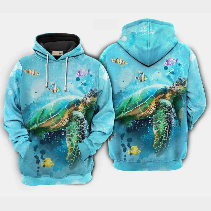 Turtle Loves Fish Hoodie For Anglers Nature Trips Holidays And Relaxed Layering