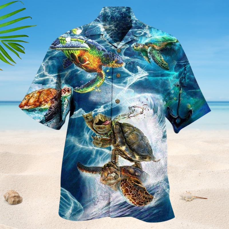 Turtle Swimming Sea Hawaiian Shirt For Coastal Getaways, Outdoor Gatherings, And Thoughtful Gift Giving