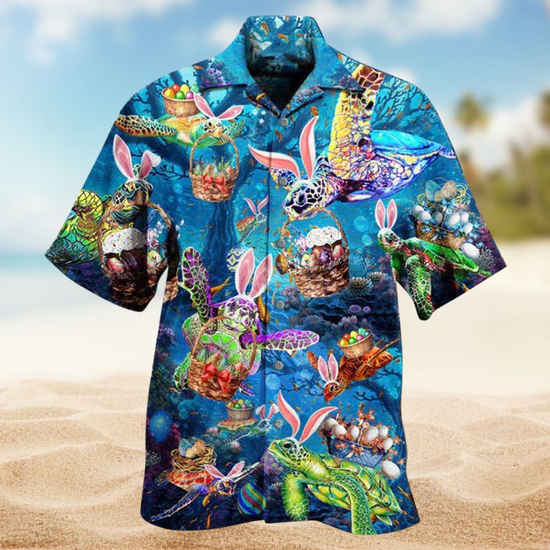 Bold Turtle Turtley Easter Hawaiian Shirt For Resort Trips, Coastal Parties, And Warm Weather Style