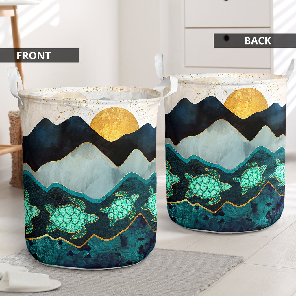 Turtle's Landscape With Sun Laundry Basket For Room Home Organizer