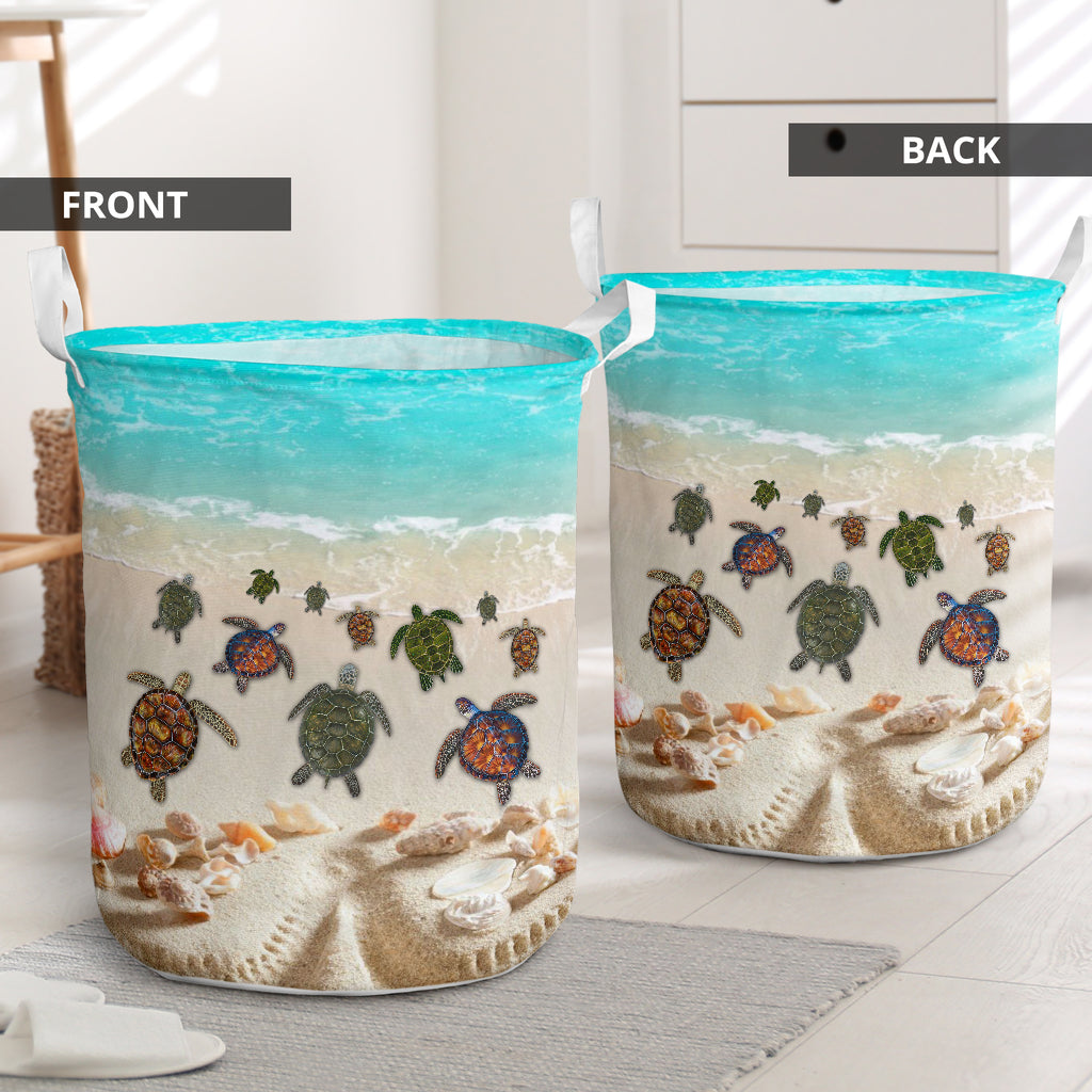 Turtle In The Sea Laundry Basket For Room Home Organizer