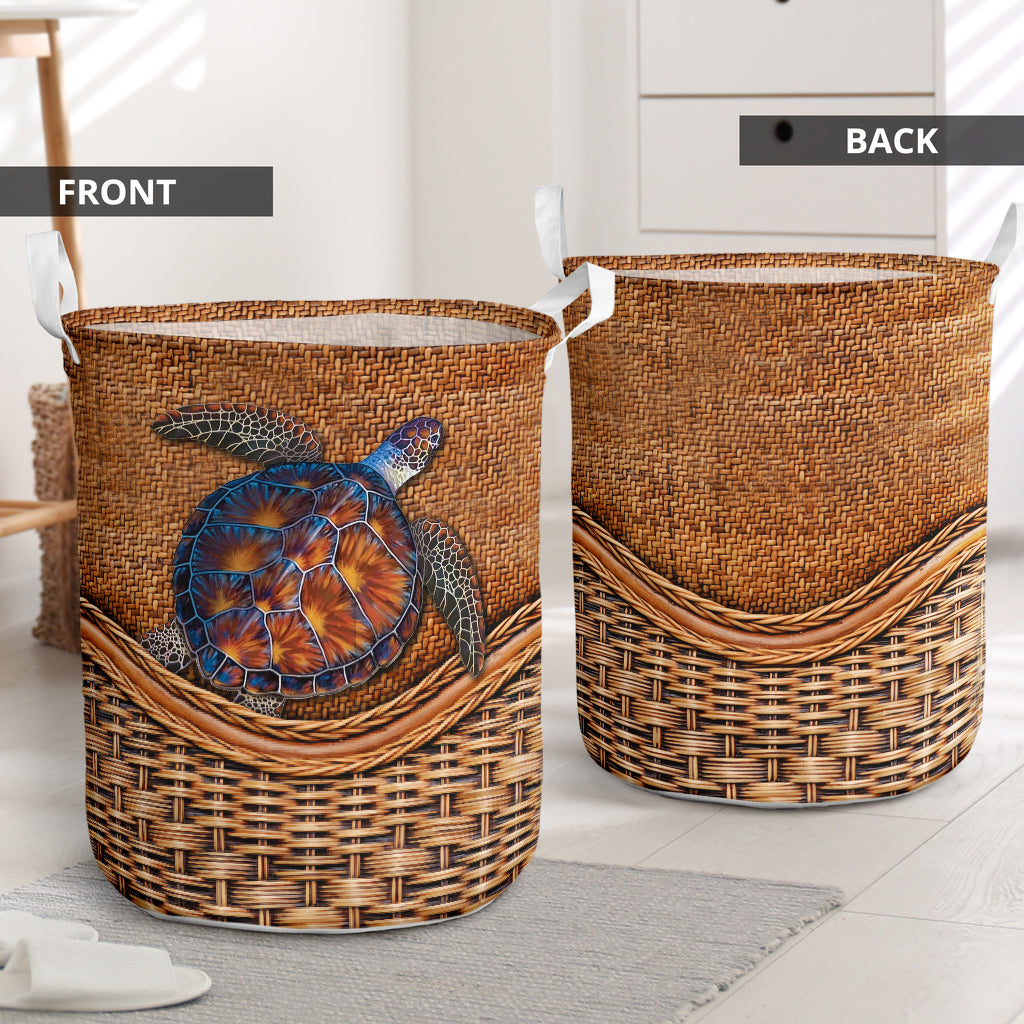 Turtle Rattan Texture So Simple Laundry Basket For Room Home Organizer