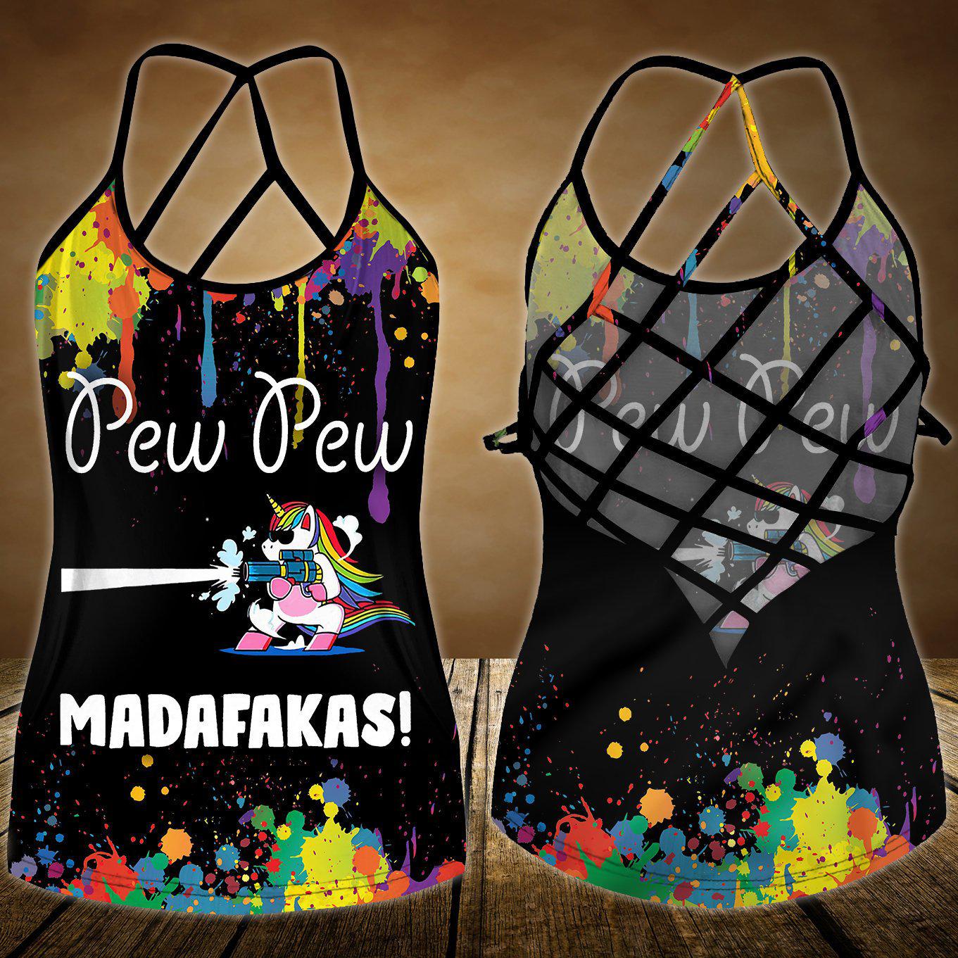 Unicorn Loves Color Loves Peaceful Hollow Tank Top For Yoga Practice And Vacation Outfits