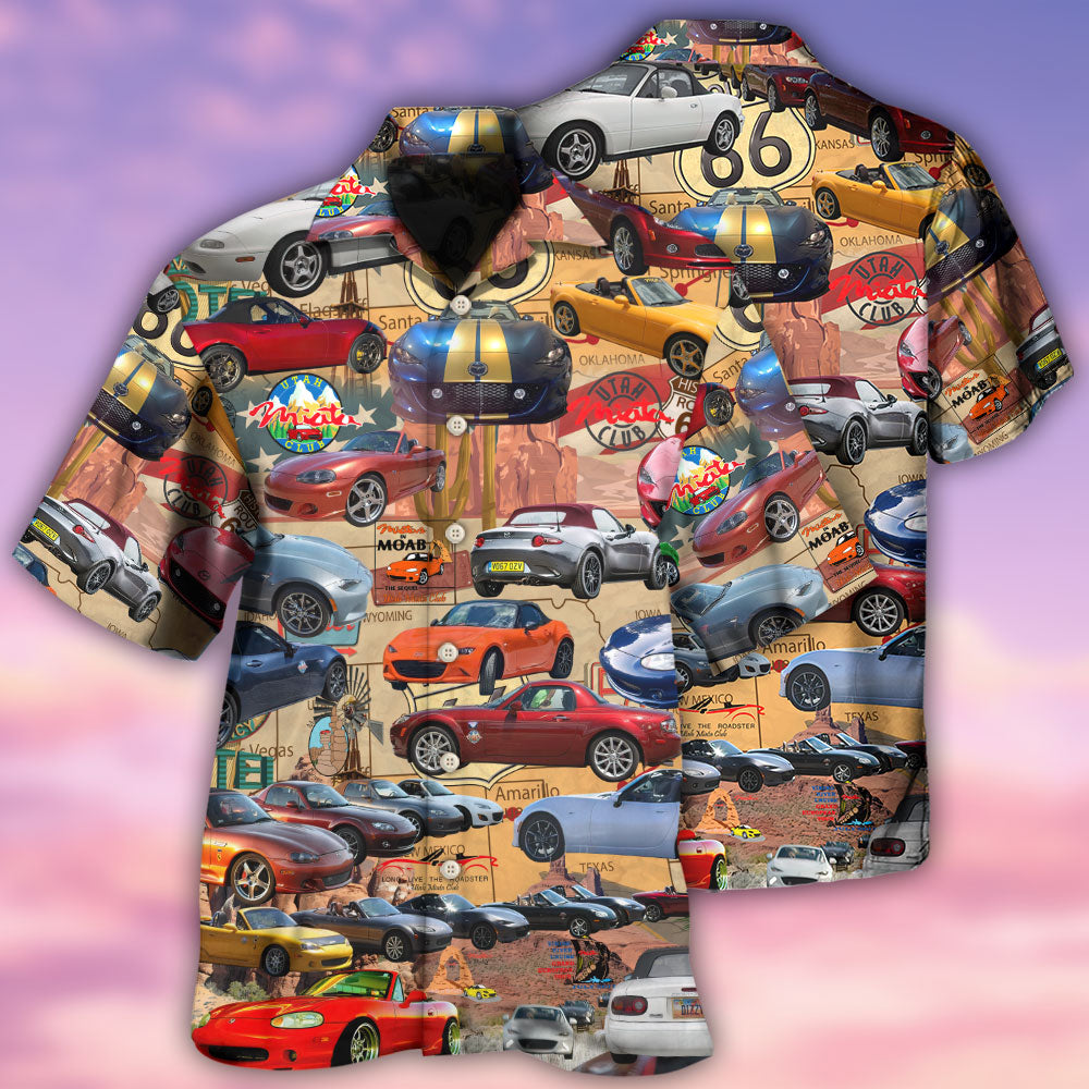 Classic Historic Car Utah Roadster Club Highway Hawaiian Shirt Artwork View For Weekend Travel And Beach Style