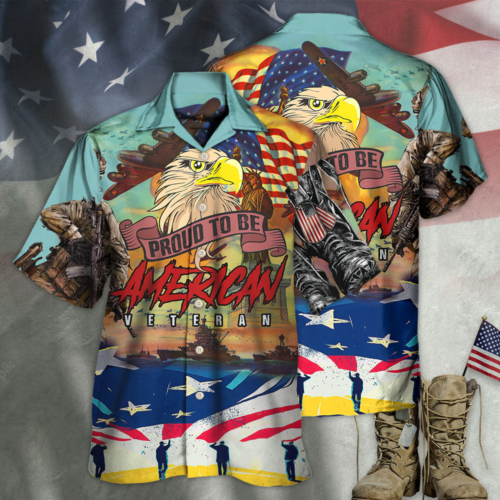 Eagle Veteran Proud American Freedom Hawaiian Shirt Pattern Detail For Vacation Travel And Daily Wear