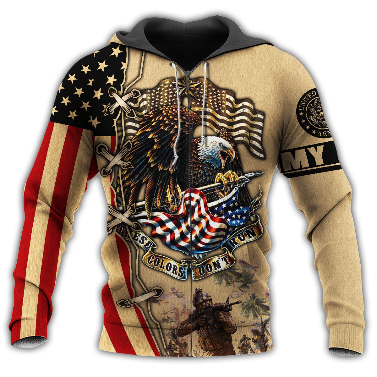 Veteran Army Tribute Eagle Hoodie For Military Families Casual Wear And Respectful Tribute Gifting