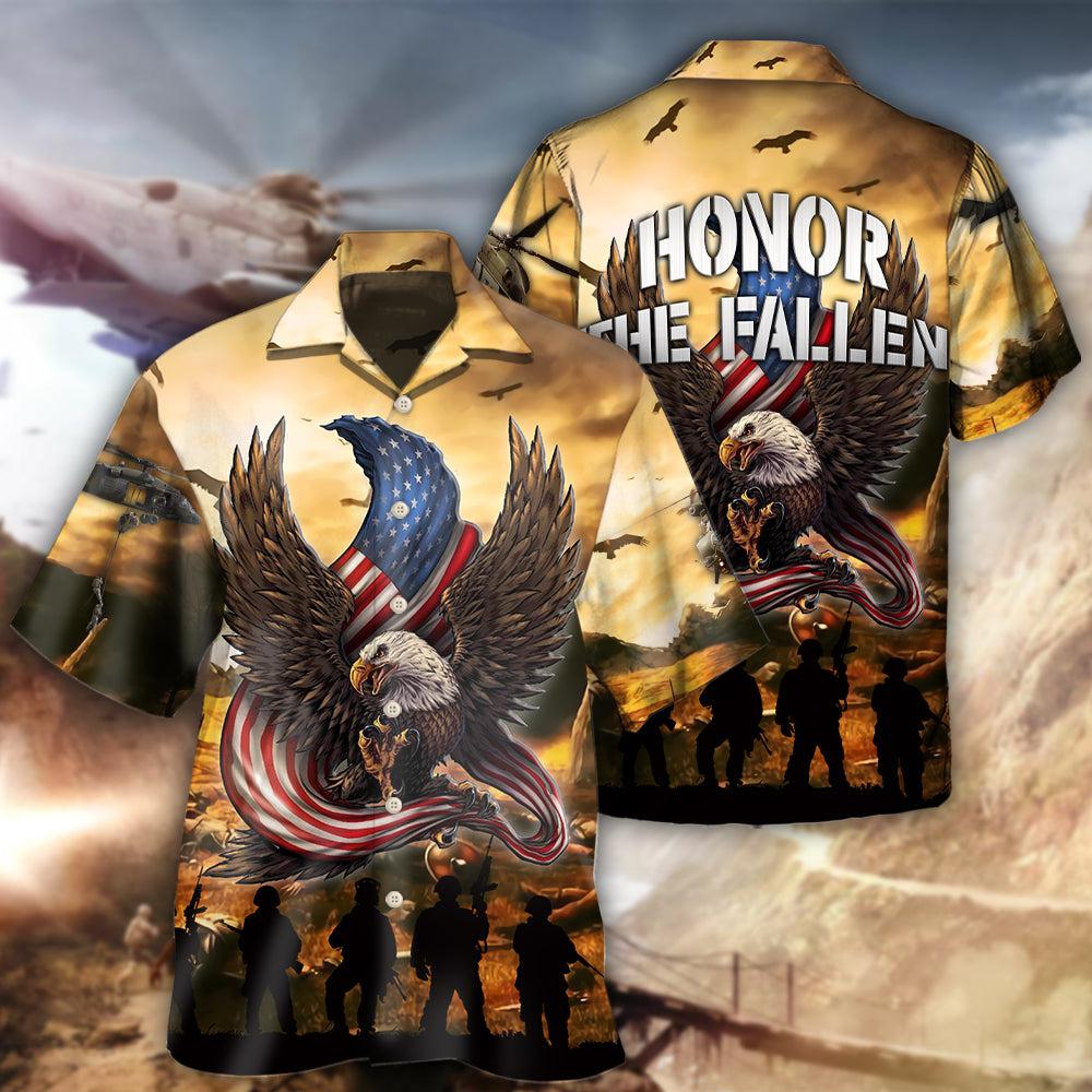 Eagle Veteran Honor Fallen Hawaiian Shirt Pattern Detail For Summer Holidays And Outdoor Fun