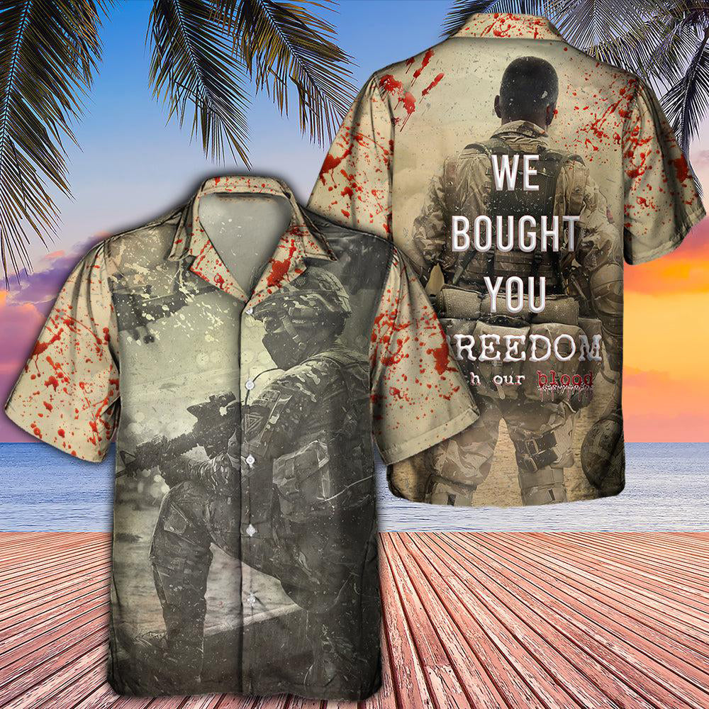 Classic Veteran Bought Freedom Hawaiian Shirt Design View For Resort Travel And Thoughtful Gifting