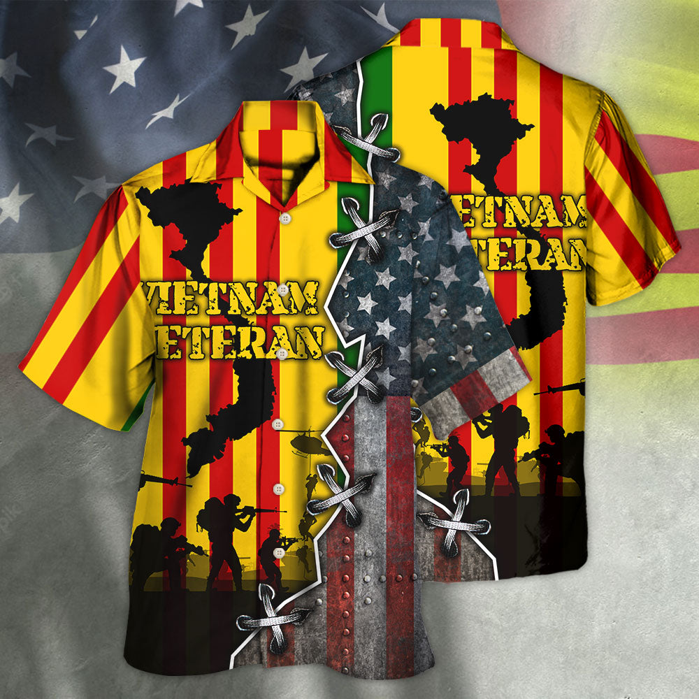 Veteran Vietnam Freedom Flag Hawaiian Shirt Design Detail For Beach Days And Holiday Travel
