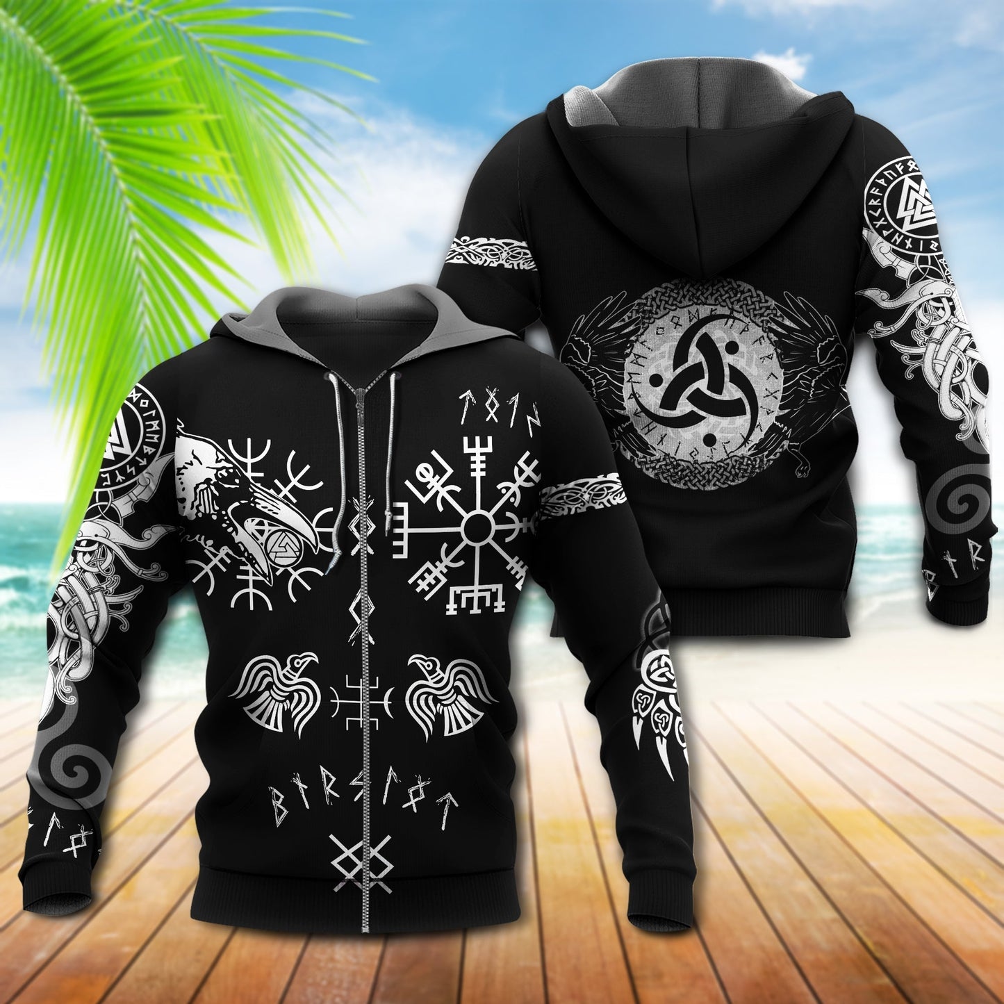 Viking Huginn Muninn Tattoo Hoodie For Mythic Artwork Casual Days And Outdoor Exploration