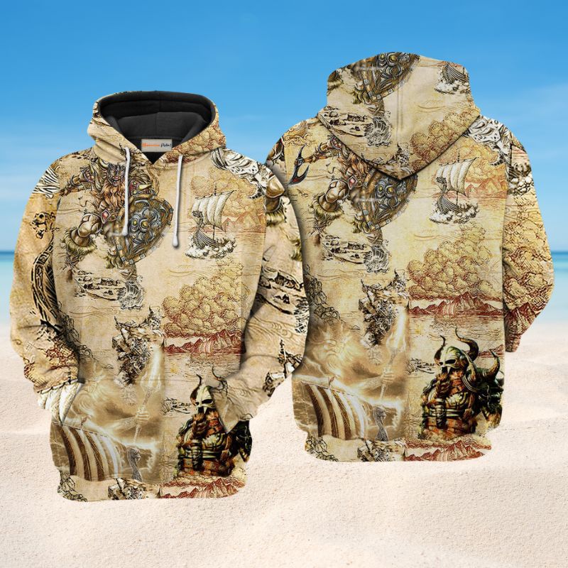 Viking Map Warrior Life Hoodie For Mythic Artwork Casual Days And Outdoor Exploration