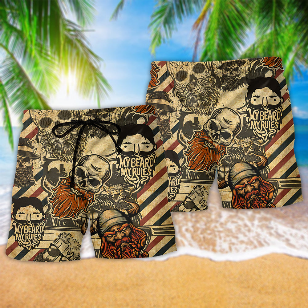 Viking My Rules My Beard Hawaiian Print Beach Shorts For Bold Summer Vacation Style