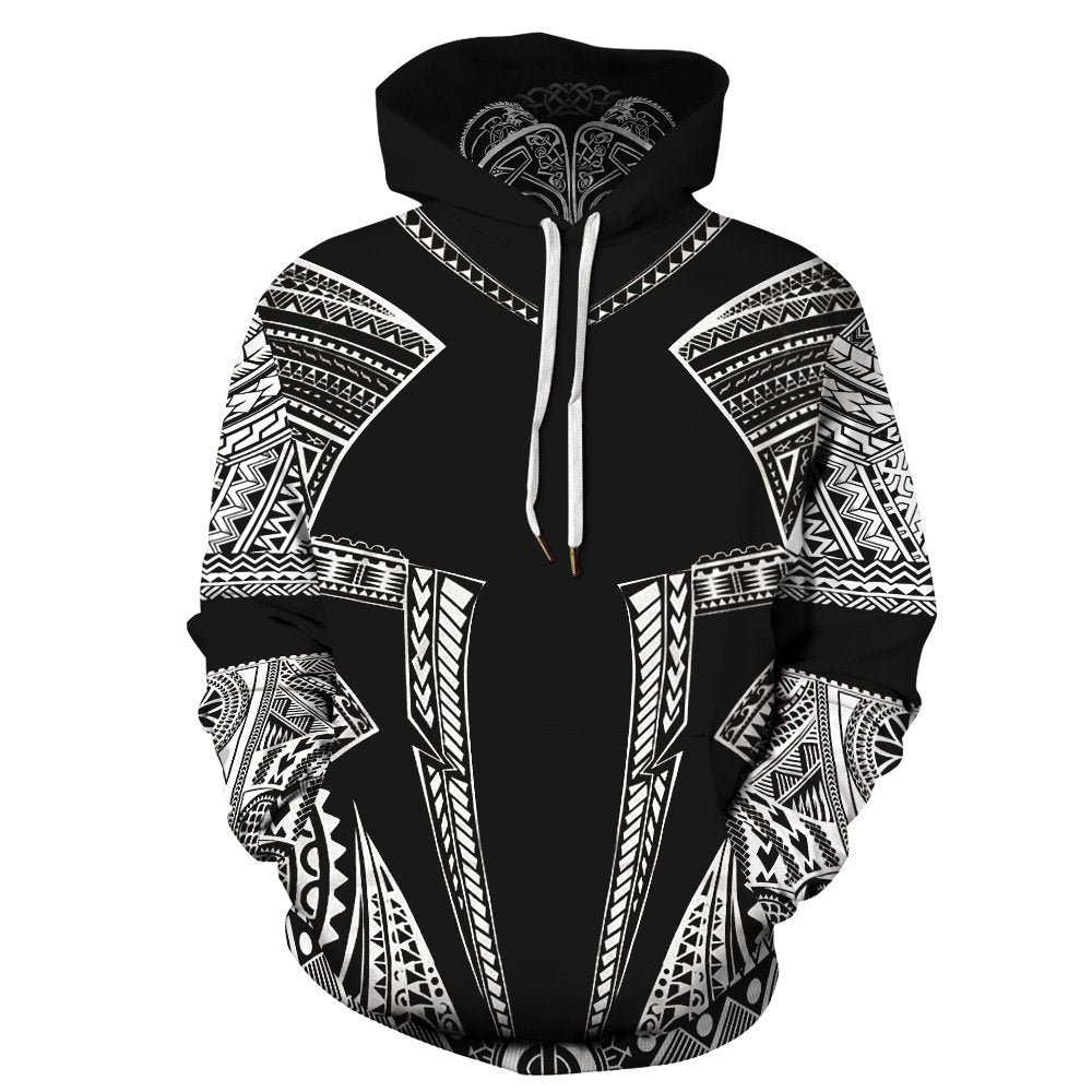 Black White Viking Mythology Hoodie For Distinctive Travel Outfits Seasonal Wear And Gift Giving
