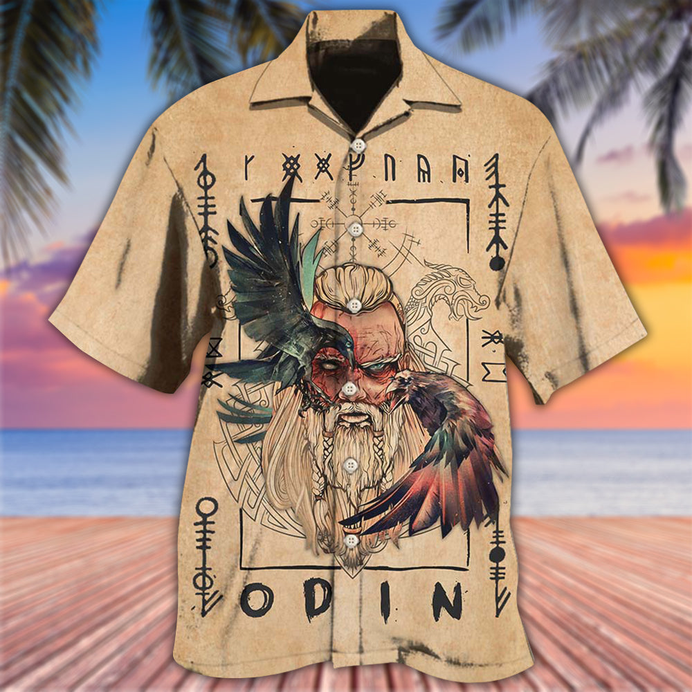 Norse Warrior Odin Sign Old Man Hawaiian Shirt Pattern Detail For Summer Holidays And Outdoor Fun