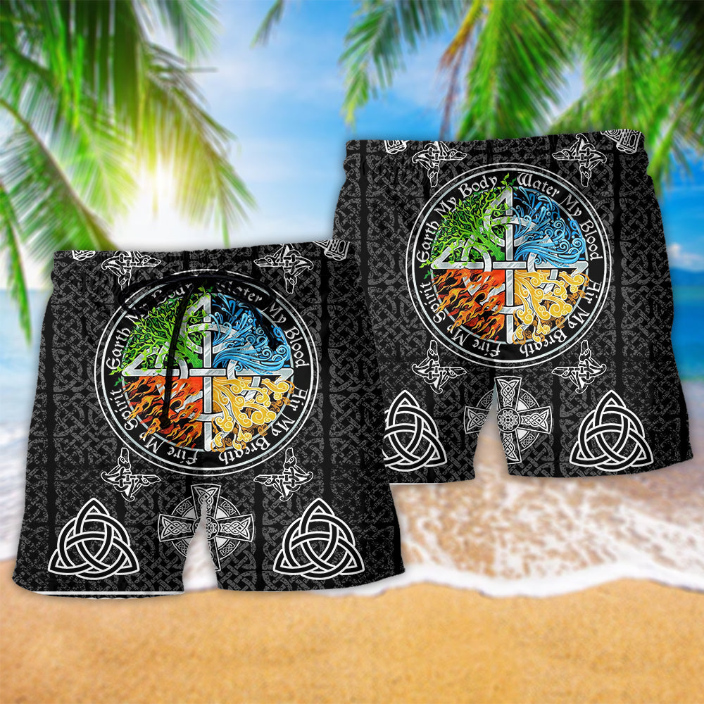 Viking Sign My Blood Hawaiian Print Beach Shorts For Fantasy Fan Beach Days