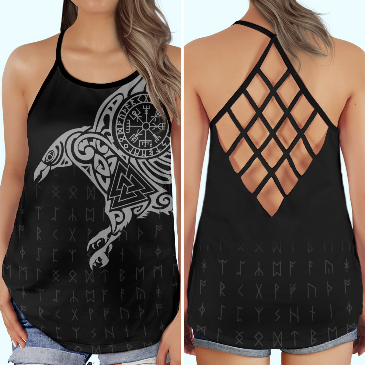 Viking Raven Black Norse Warrior Hollow Tank Top For Workouts Festivals And Bold Style