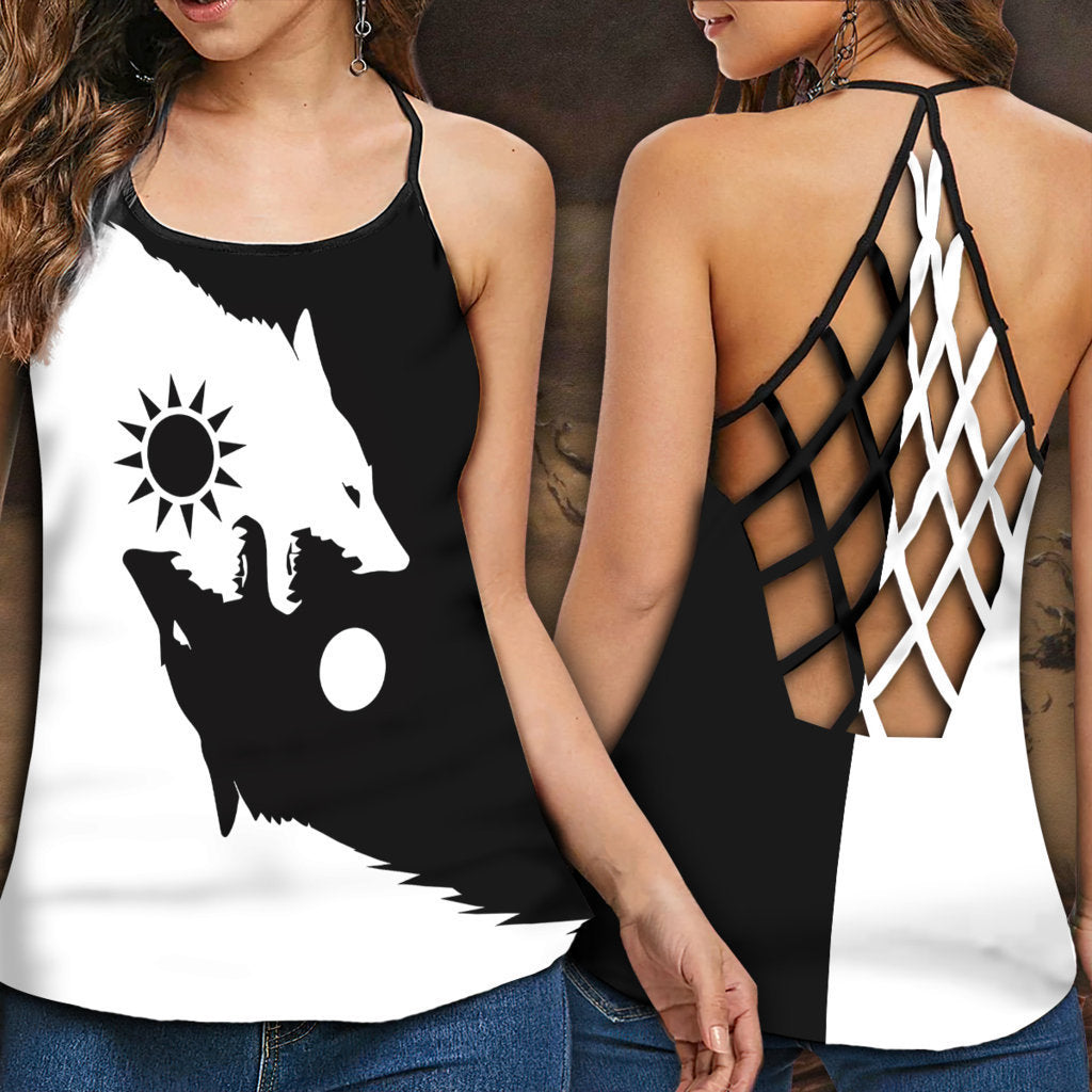 Viking Strong Wolf Black And White Hollow Tank Top For Workouts Festivals And Bold Style