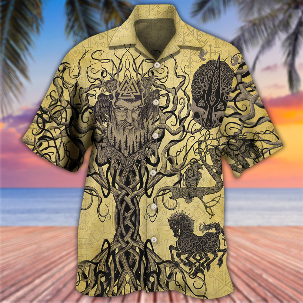 Norse Warrior Victory Unique Hawaiian Shirt Design Detail For Beach Days And Holiday Travel