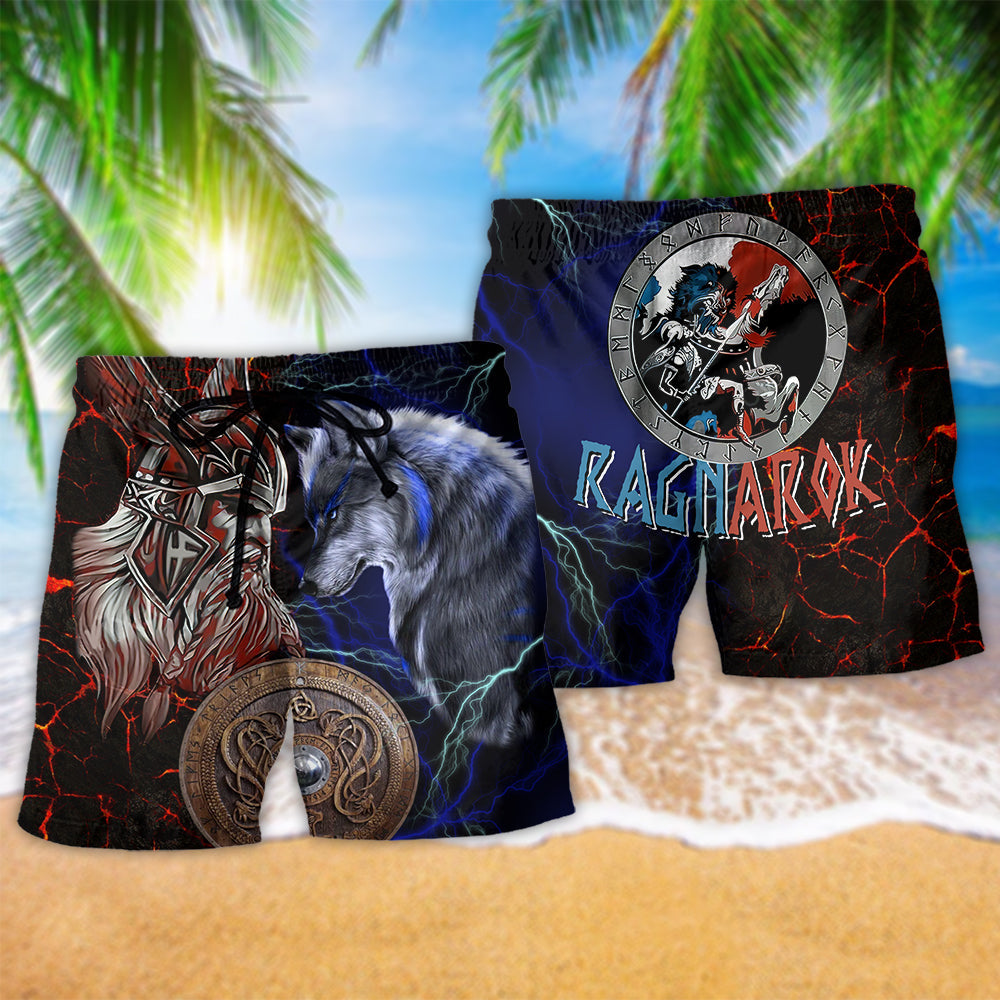 Viking Victory Wolf Amazing Style Hawaiian Print Beach Shorts For Bold Summer Vacation Style