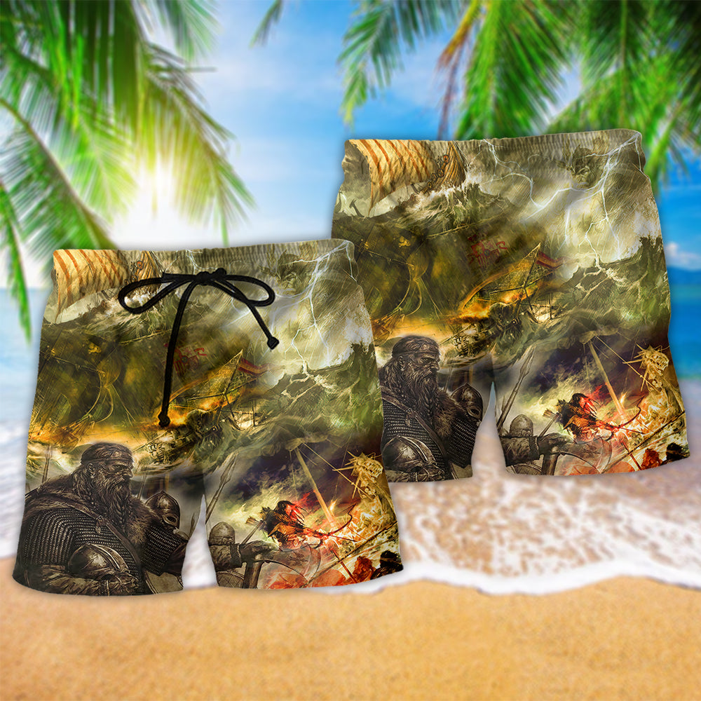 Viking Beach Shorts Pattern Detail For Resort Wear And Comfortable Daily Use