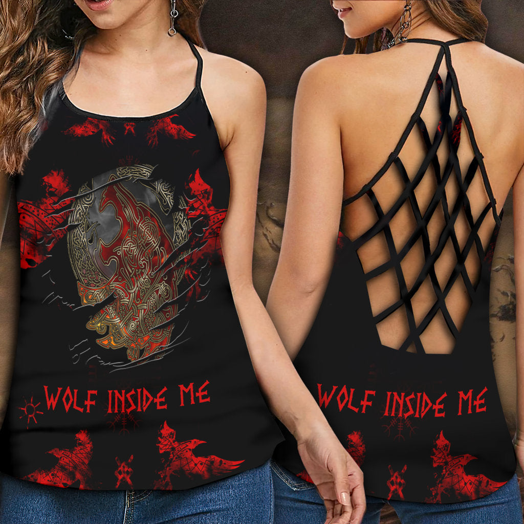 Viking Wolf Inside Me Red Hollow Tank Top For Workouts Festivals And Bold Style