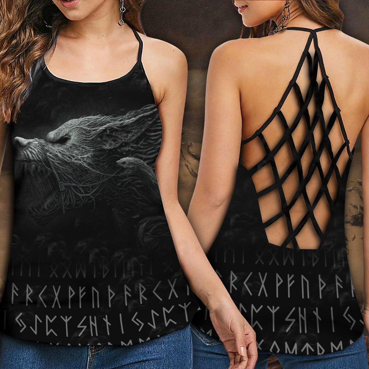 Viking Wolf Black Hollow Tank Top For Workouts Festivals And Bold Style
