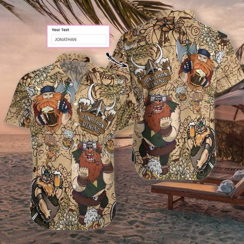 Viking Victory Custom Name Hawaiian Shirt For Beach Travel, Vacation Cruise, And Beachside Style