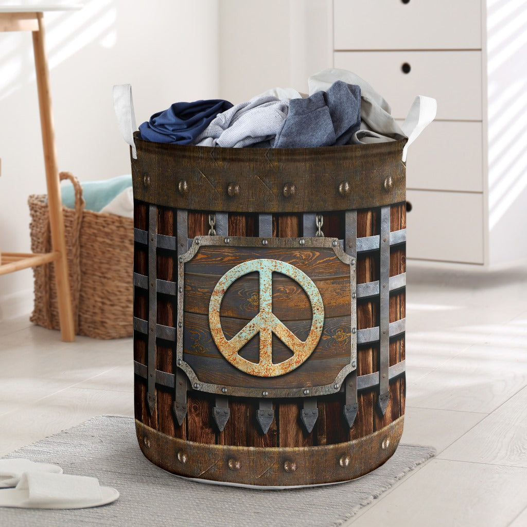 Vintage Hippie Sign Laundry Basket For Room Home Organizer