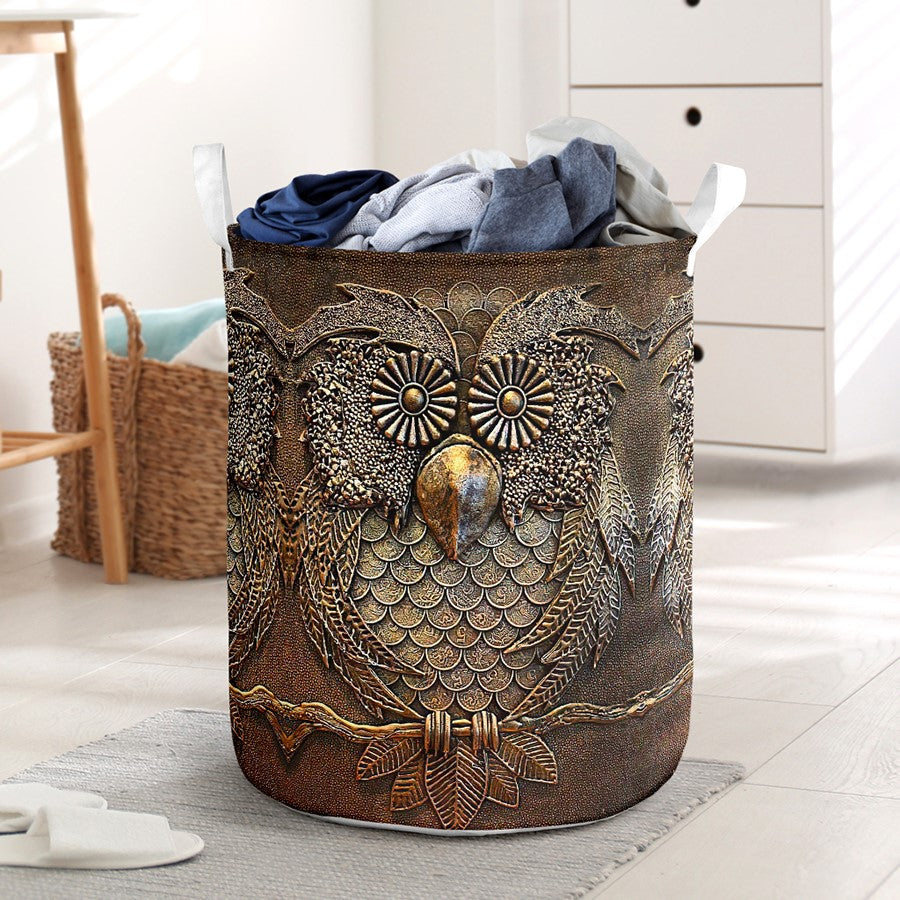 Owl Vintage Laundry Basket For Room Home Organizer