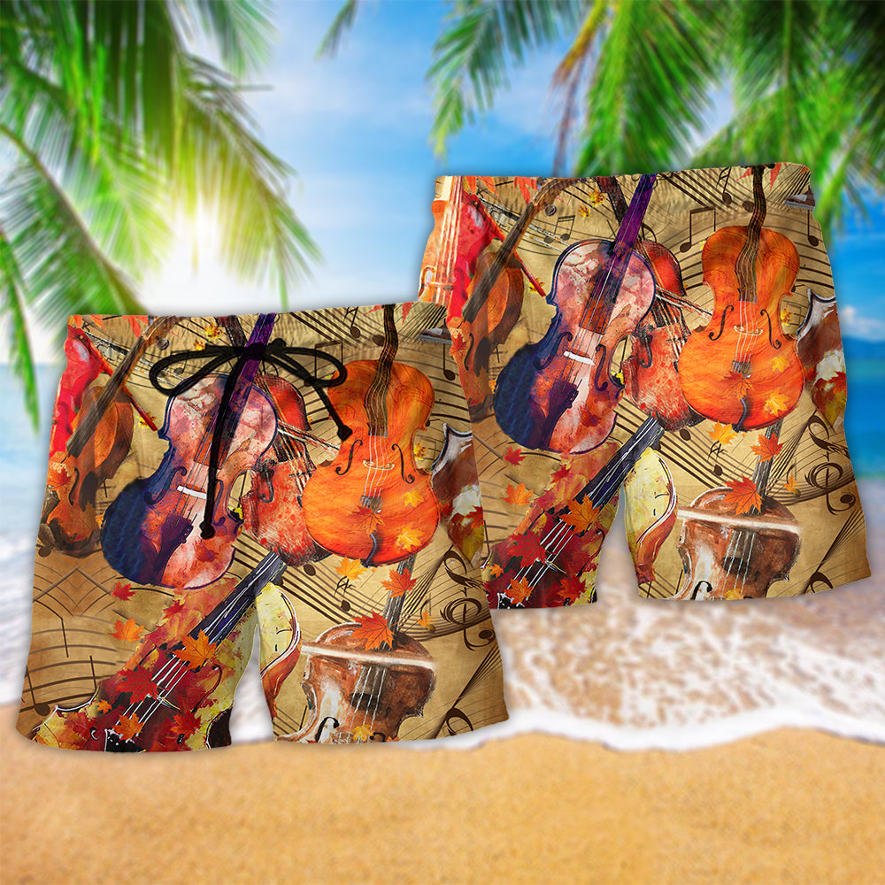 Violin Music Change Beach Shorts Pattern Detail For Holiday Travel And Distinctive Seasonal Style