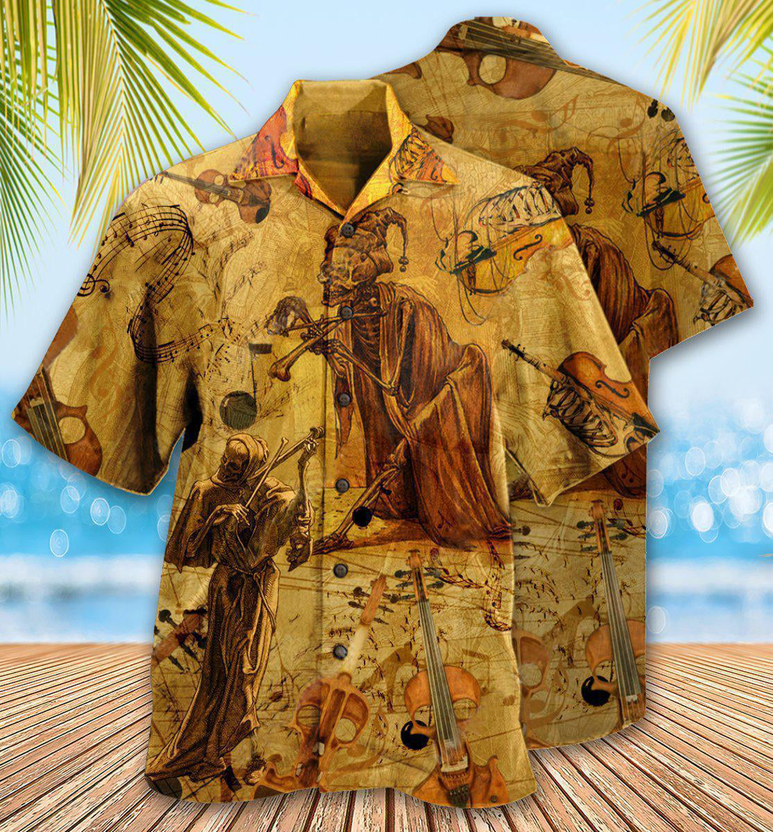 Violin Hawaiian Shirt With All Over Print For Vacation Parties Beach Outings And Relaxed Daily Wear