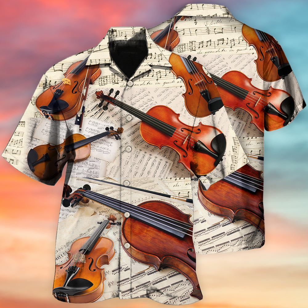 Vintage Violin Hawaiian Shirt With All Over Print For Coastal Trips Outdoor Events And Relaxed Summer Wear