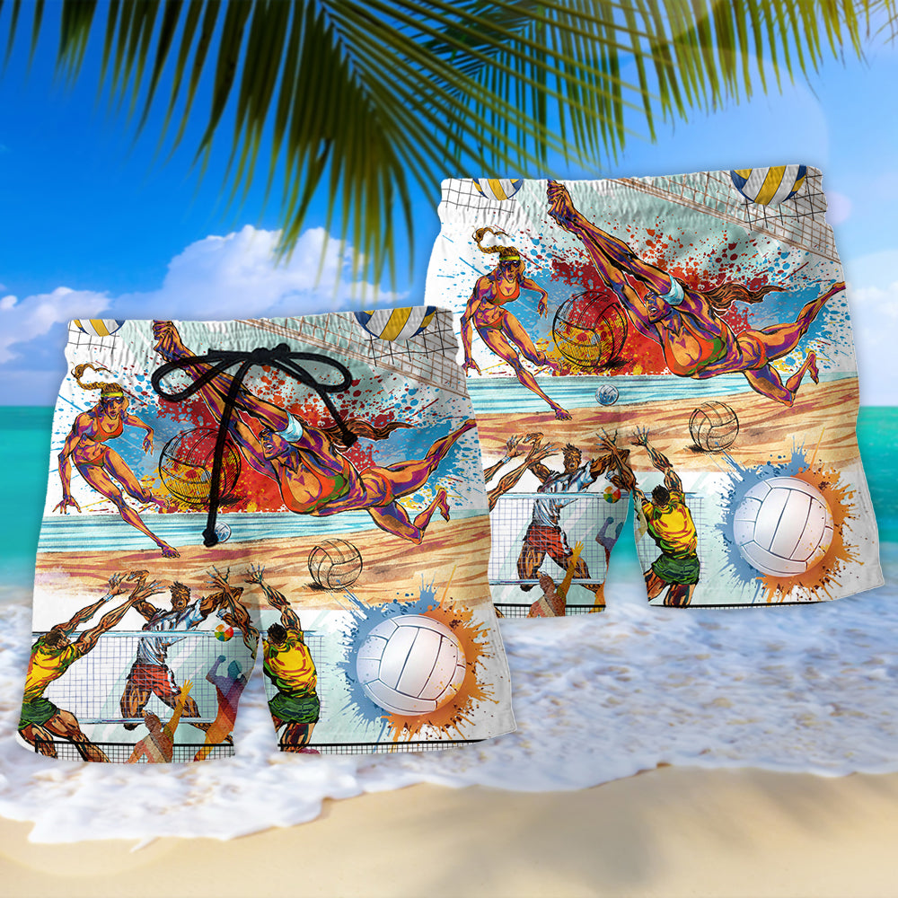 Volleyball Is My Therapy Sport Beach Shorts Design View For Comfortable Resort And Beach Styling