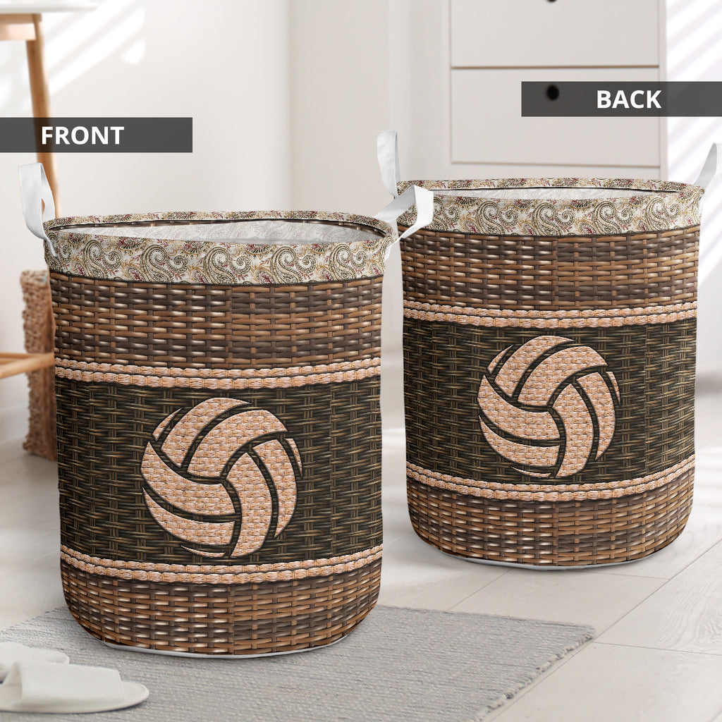 Volleyball Fabric Border Laundry Basket For Room Home Organizer