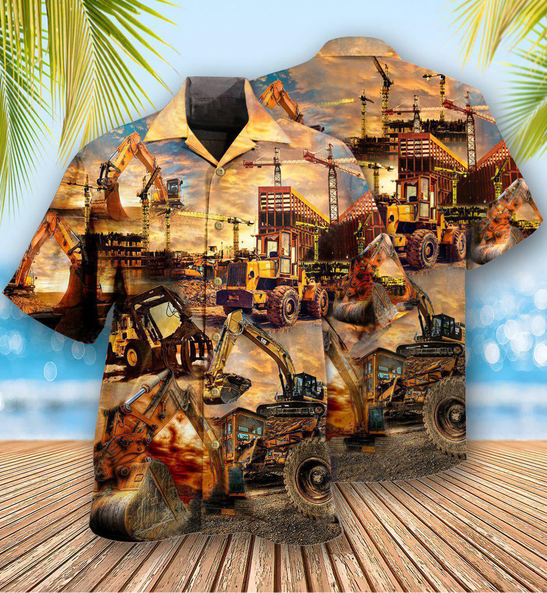 Tractor Build Construction Hawaiian Shirt For Vacation Days And Relaxed Coastal Outings