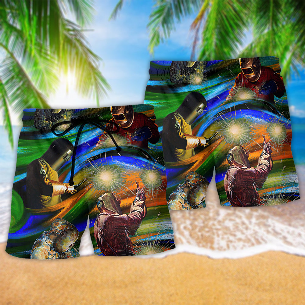 Welder Yes I Know I Am On Fire Let Me Finish Beach Shorts For Professional Pride And Travel