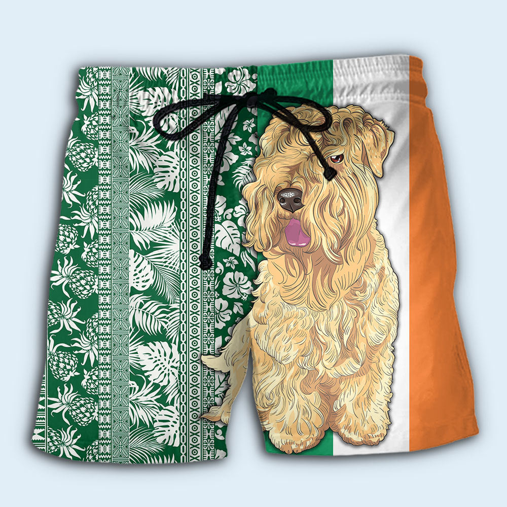 Wheaten Terrier Tropical Leaf Dog Lover Beach Shorts For Resort Travel And Thoughtful Summer Gifting