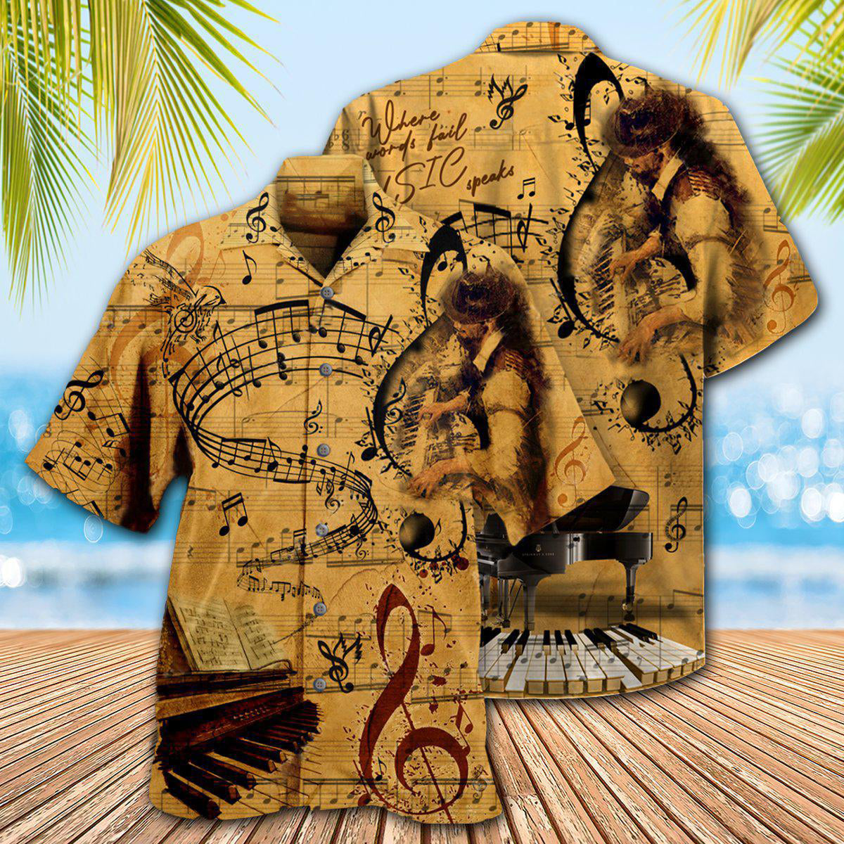Piano Music Fail Hawaiian Shirt Artwork Detail For Tropical Trips And Casual Outings