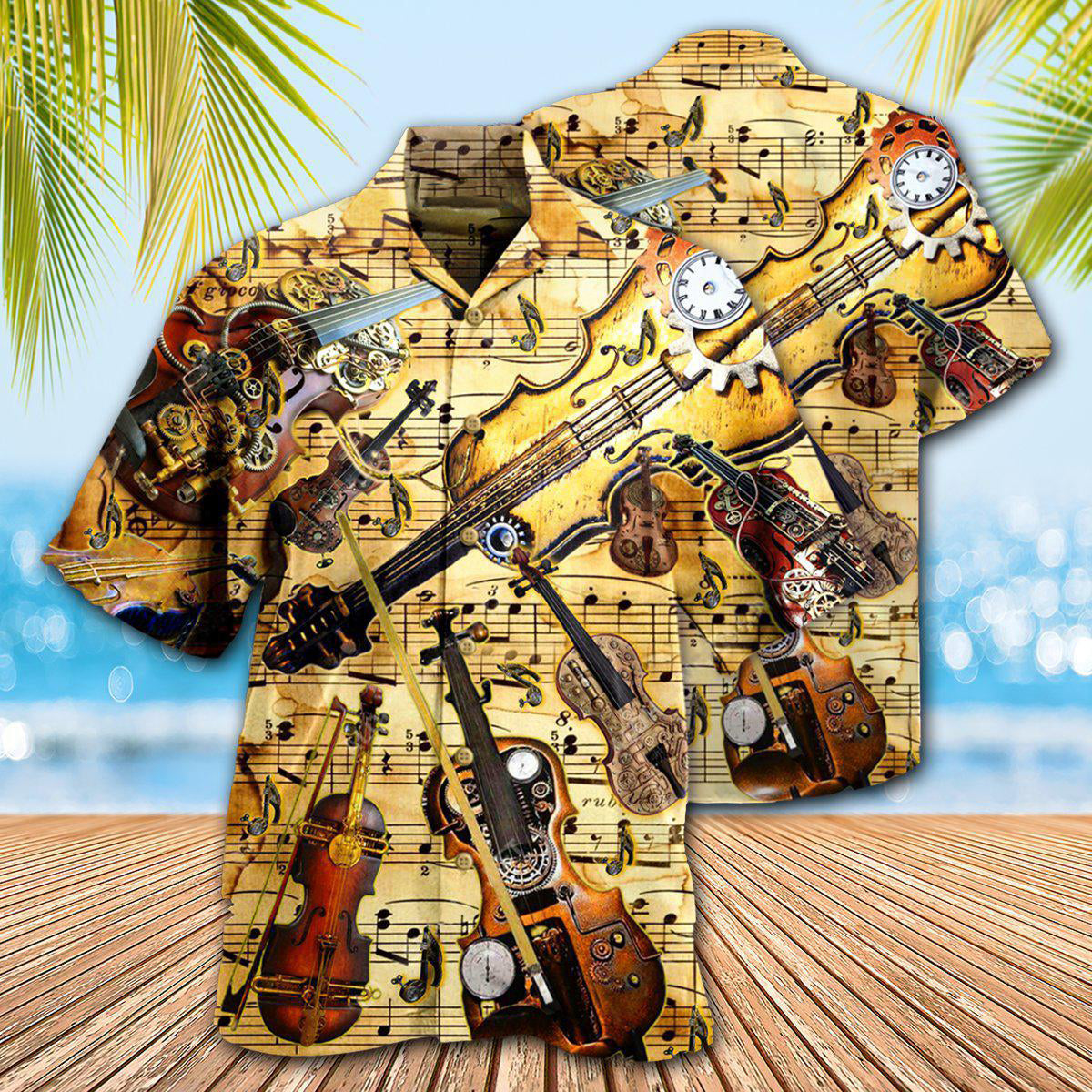 Violin Music Hawaiian Shirt For Summer Events And Casual Outdoor Wear