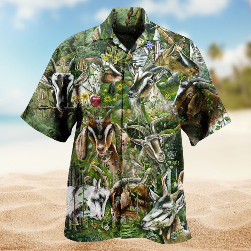 Wild Goat Hawaiian Shirt For Island Vacations, Resort Wear, And Relaxed Seasonal Style