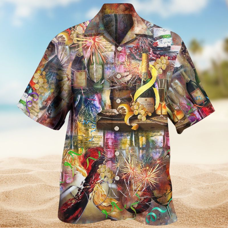 Wine Champagne Sparkle Hawaiian Shirt For Beach Days, Summer Outings, And Thoughtful Gift Giving