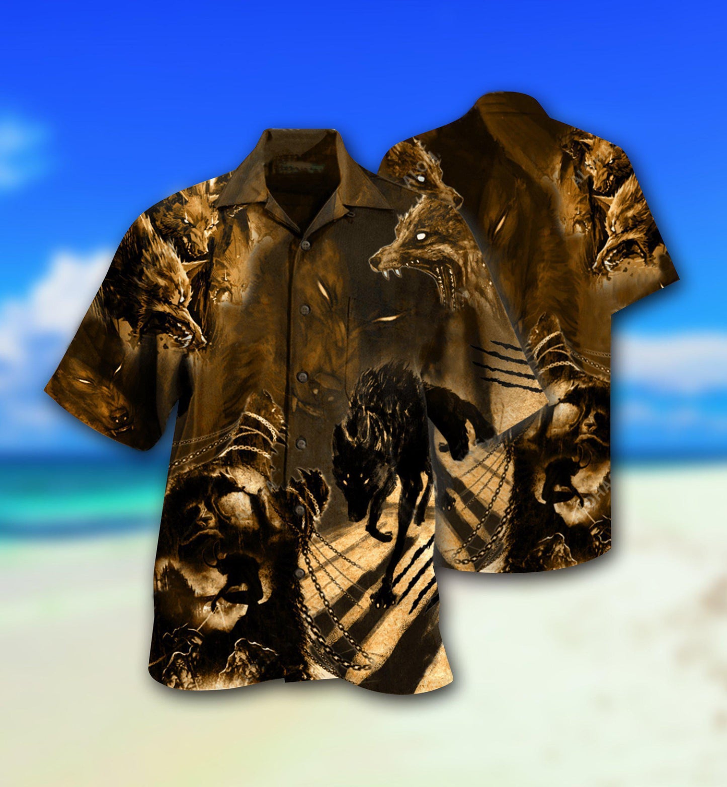 Dark Wolf Hawaiian Shirt With All Over Print For Beach Parties Vacation Travel And Relaxed Casual Style