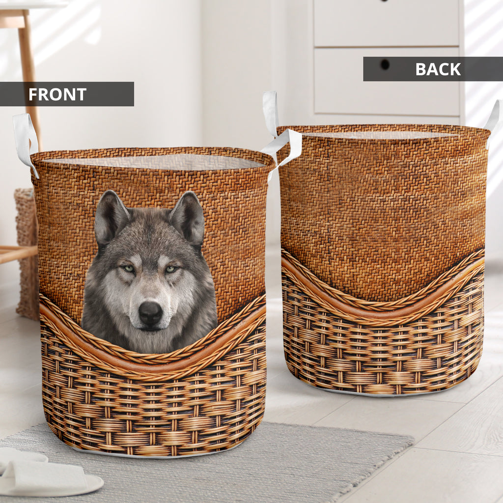 Wolf Rattan Texture Laundry Basket For Bathroom Bedroom Storage