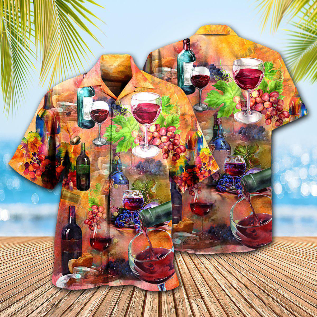 Wine Nine Hawaiian Shirt Design Detail For Beach Days And Holiday Travel