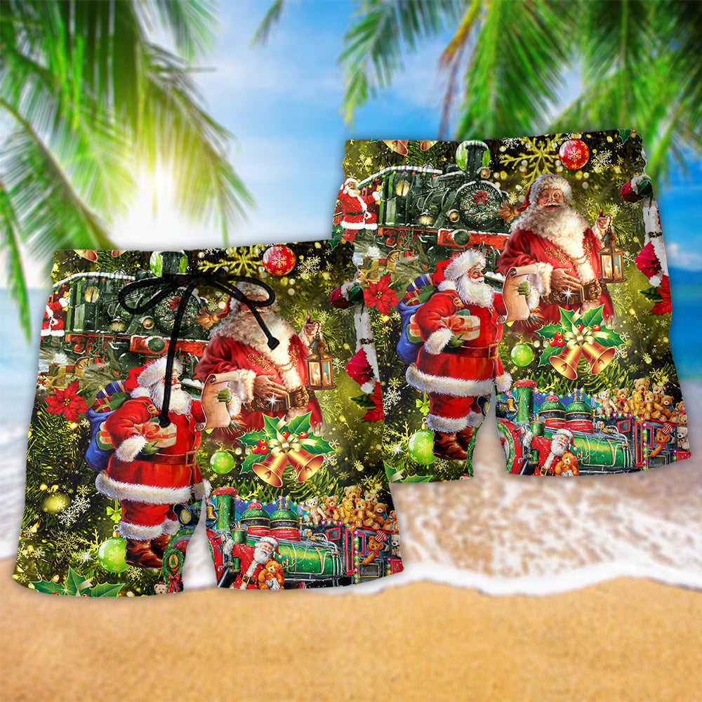 Xmas Santa Is Coming To You So Happy Hawaiian Beach Shorts For Holiday Beach Days