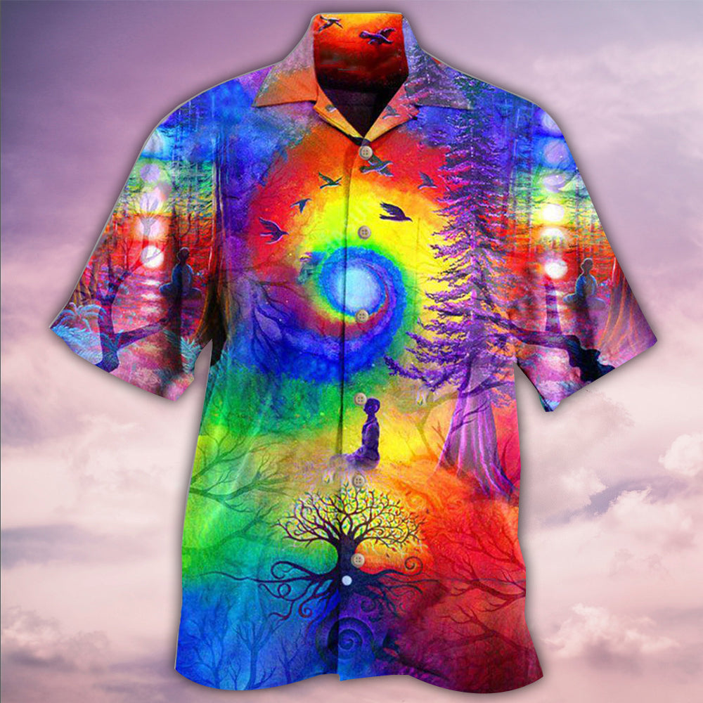 Yoga Meditation Tune Inner Universe Hawaiian Shirt For Beach Parties And Weekend Getaways