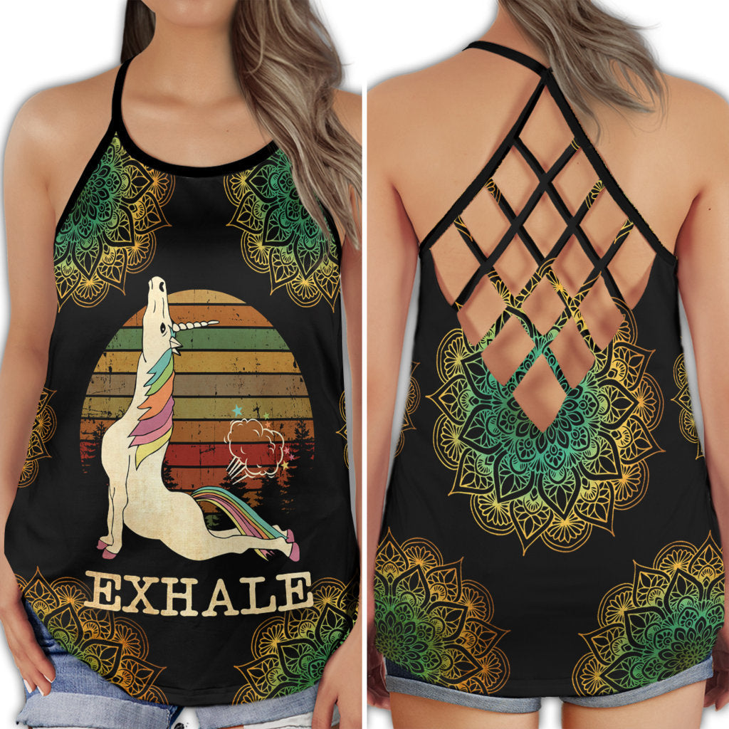 Yoga Meditation Exhale Peace Calm Mindfulness Art Hollow Tank Top For Yoga Workouts And Festival Wear